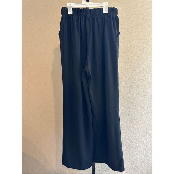 Size M Halara High Waisted Plicated Side Pocket Wide Leg Waffle Work Pants in Bl - Picture 4 of 7